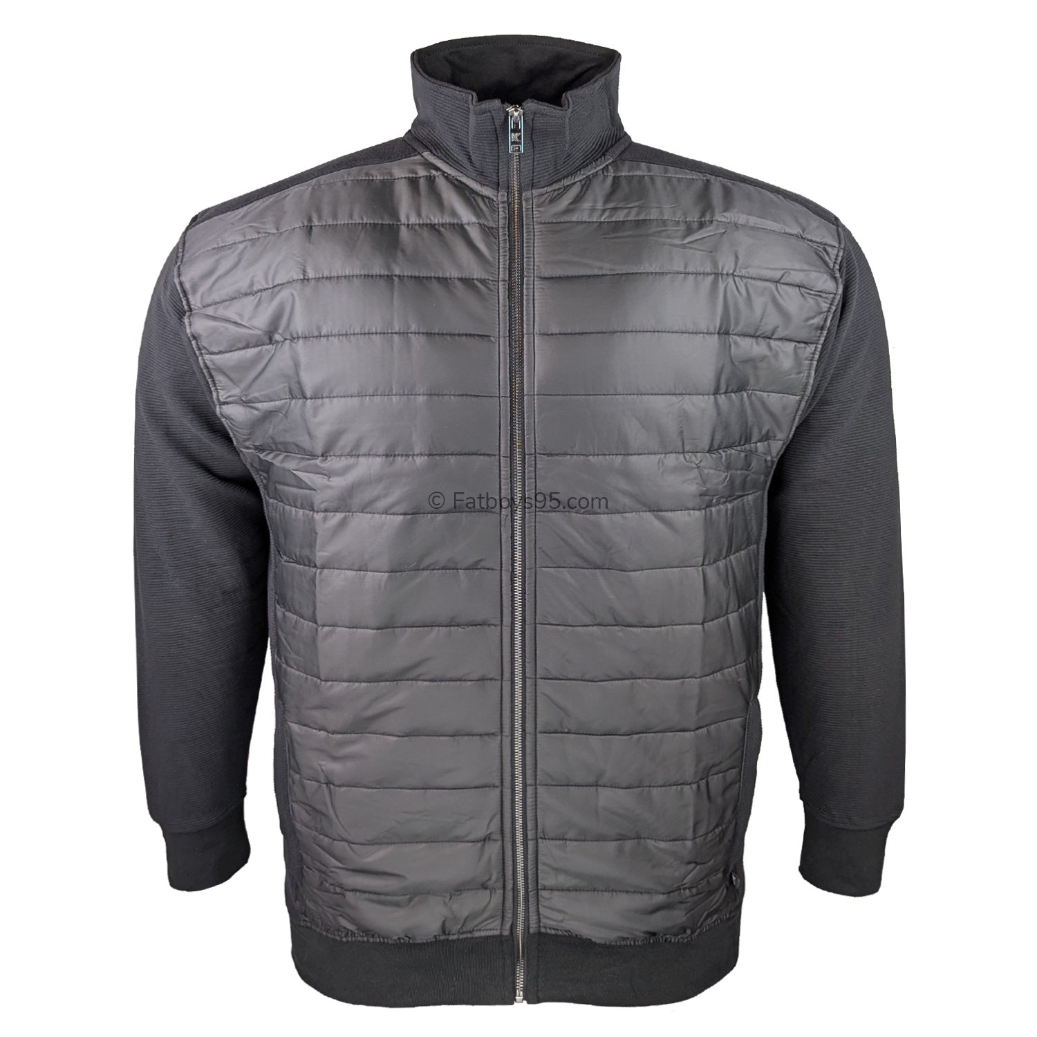 Kam Full Zip Jacquard Self Stripe Bubble Jacket - KBS 7091 - Black 1