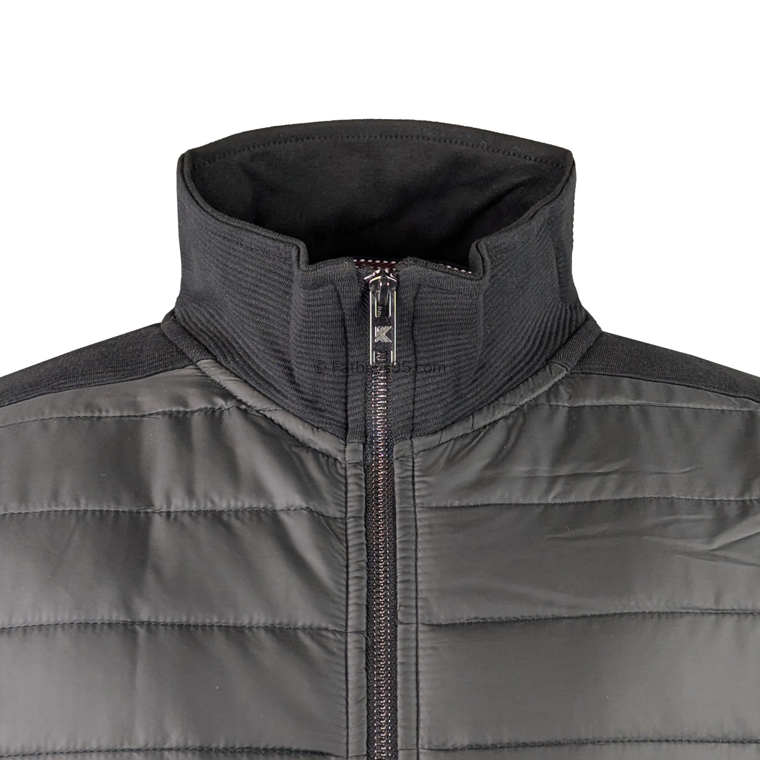 Kam Full Zip Jacquard Self Stripe Bubble Jacket - KBS 7091 - Black 2