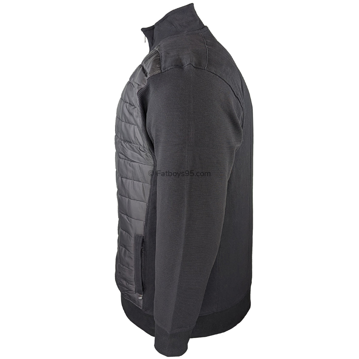 Kam Full Zip Jacquard Self Stripe Bubble Jacket - KBS 7091 - Black 4