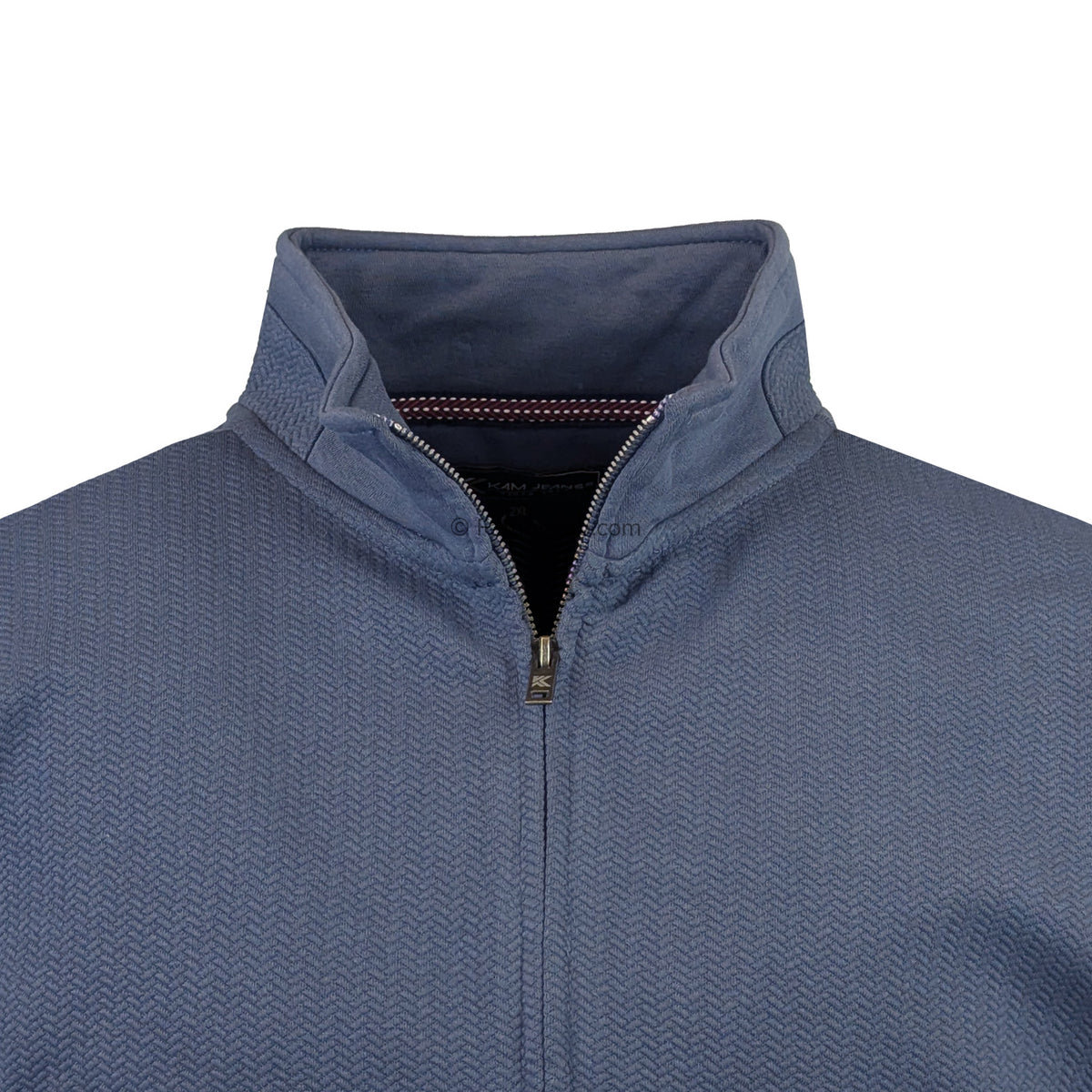 Kam Textured Full Zip Top - KBS 7093 - Vintage Indigo 2