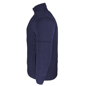 Kam Full Zip Cable Knit Cardigan - KBS 81 - Navy 4