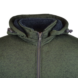 Kam Sherpa Lined Hooded Knit Jacket - KBS KV101 - Forest 2