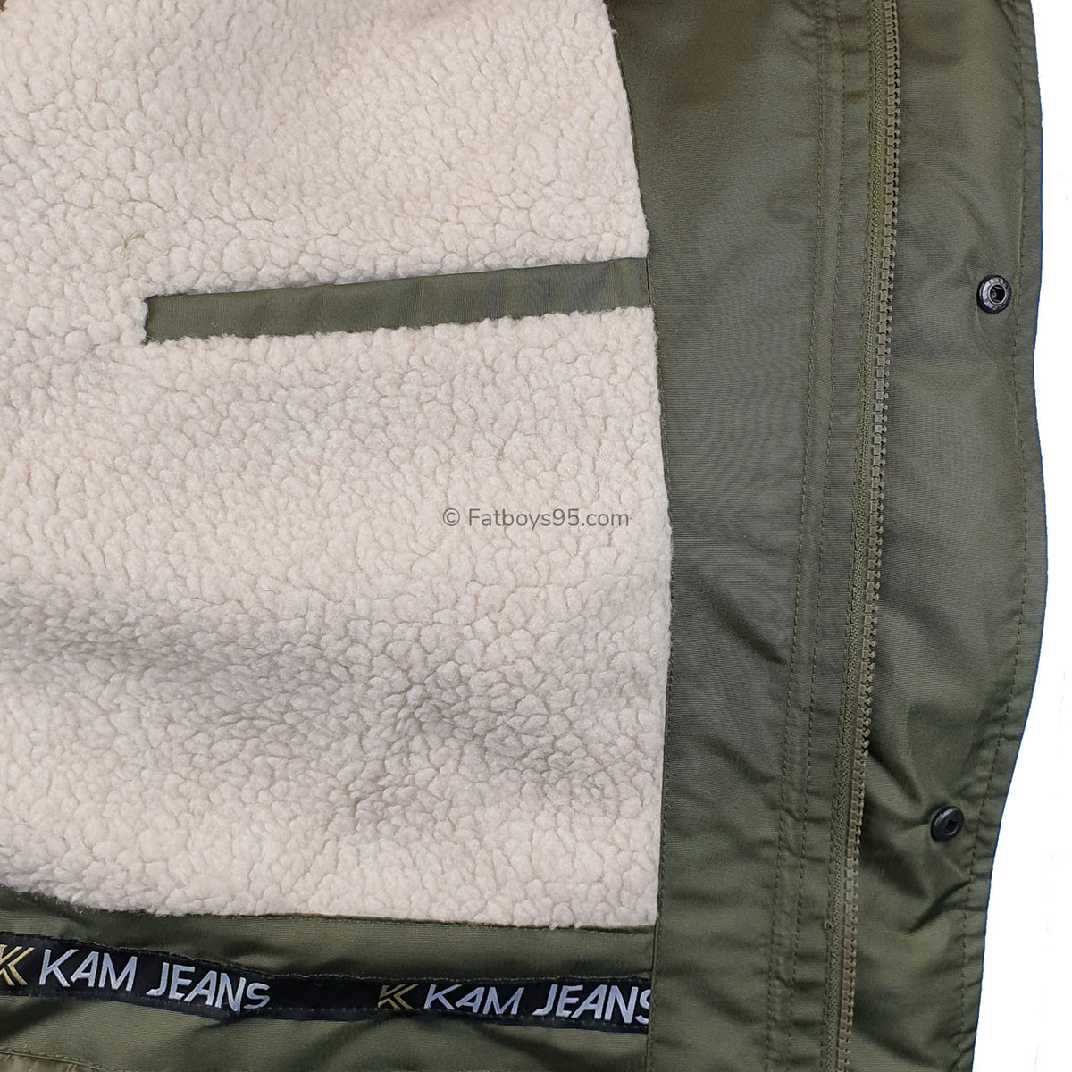 Kam Sherpa Lined Parka Coat - KBS KV112 - Army Green 5
