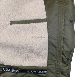 Kam Sherpa Lined Parka Coat - KBS KV112 - Army Green 5