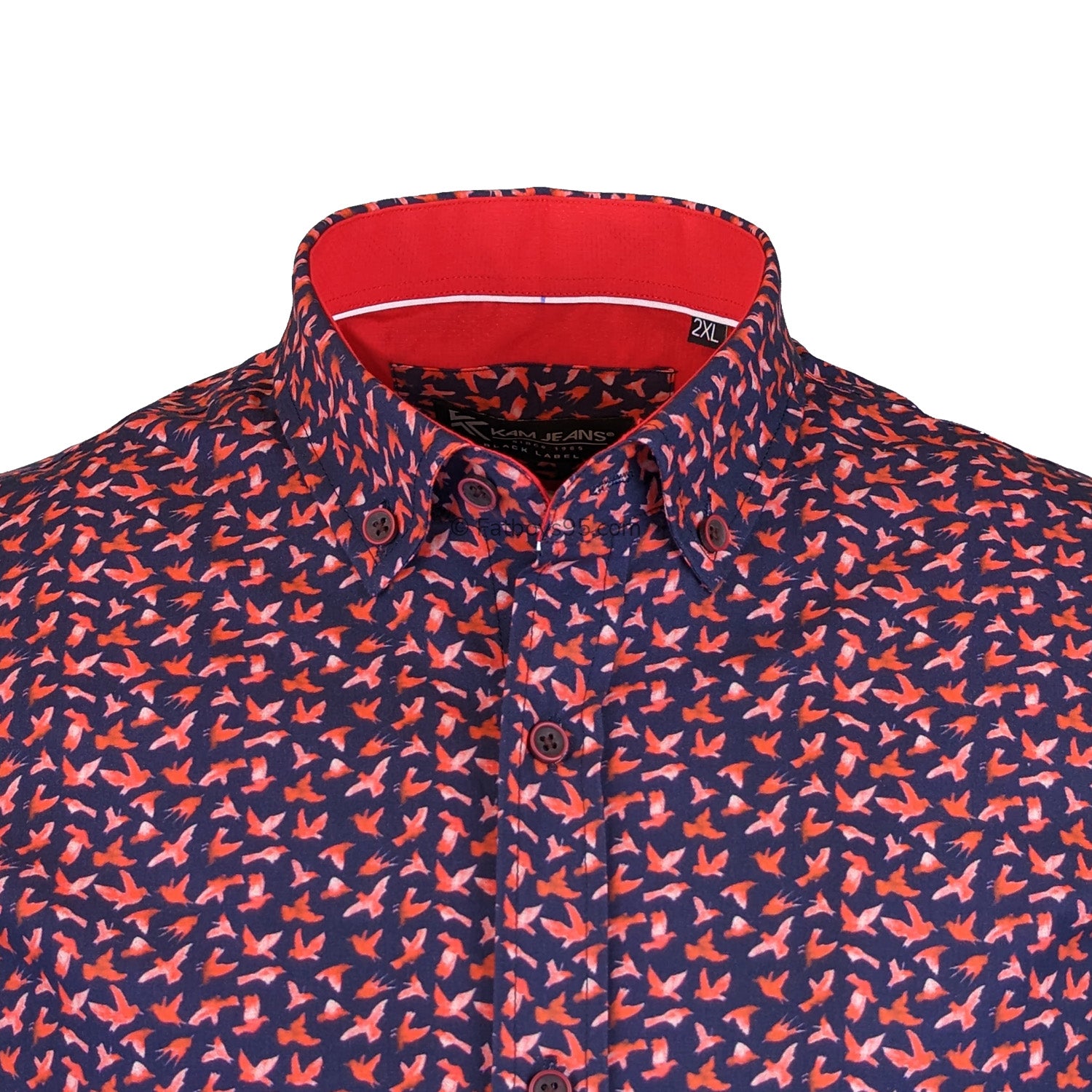 Kam Bird Print S/S Shirt - KBS P026 - Navy 2