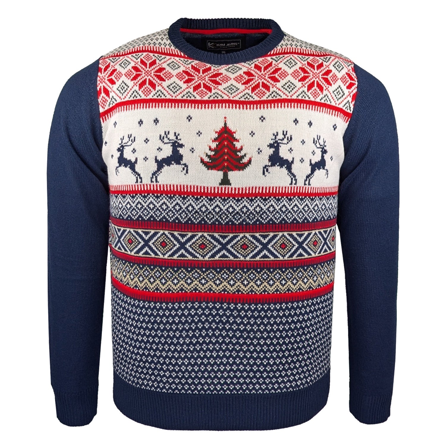 Kam Reindeer Xmas Jumper - KBS X031 - Navy 1