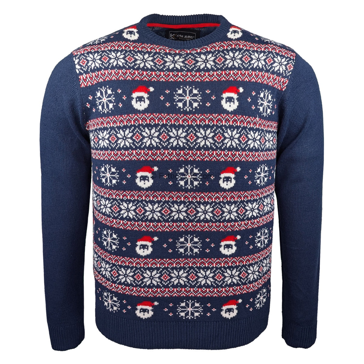 Kam Snowflake Santa Xmas Jumper - KBS X032 - Navy 1