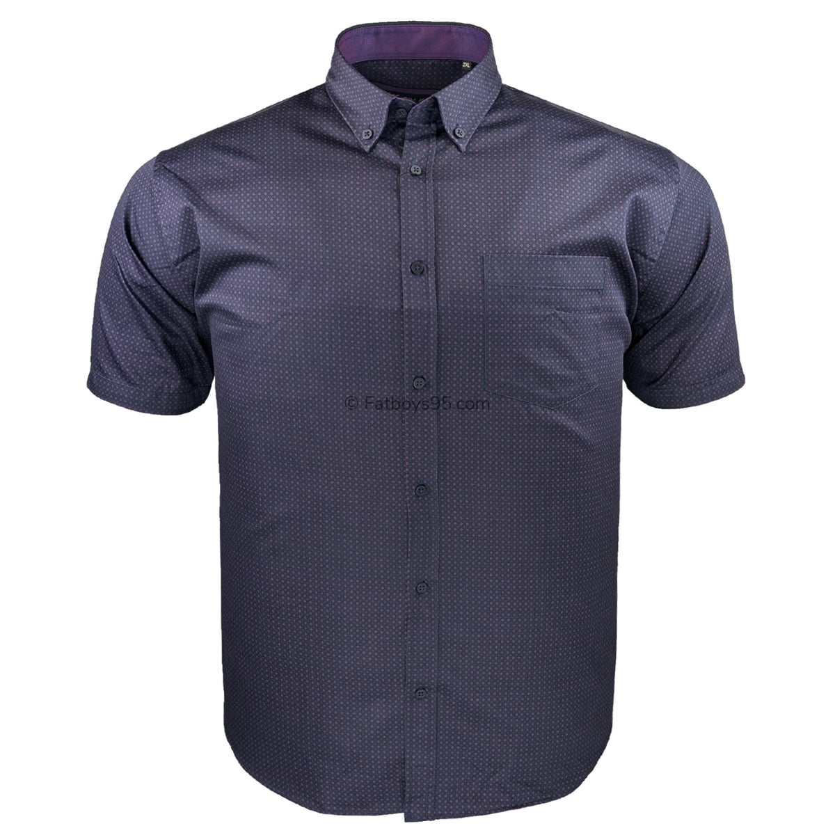 Kam Premium Mini Print S/S Shirt - KBS P057 - Navy 1