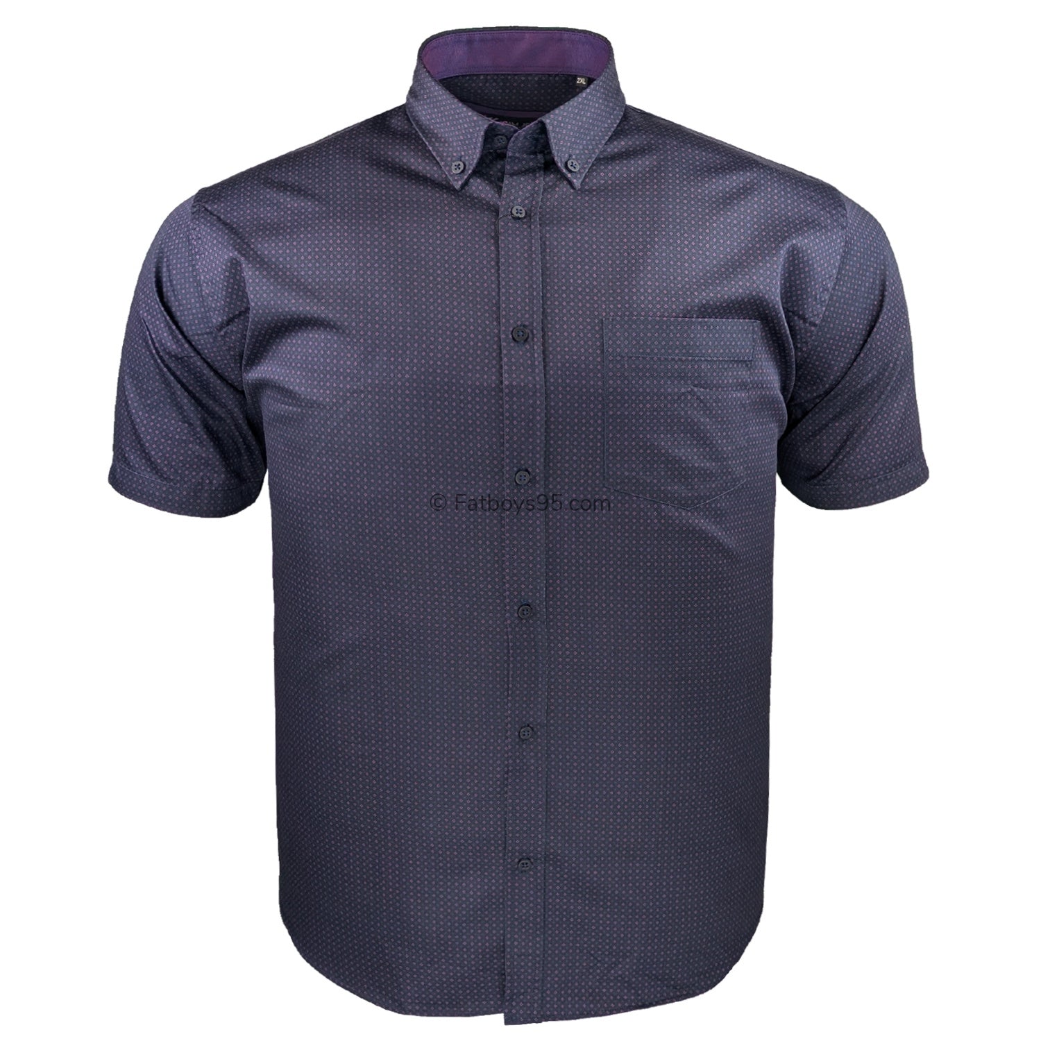 Kam Premium Mini Print S/S Shirt - KBS P057 - Navy 1