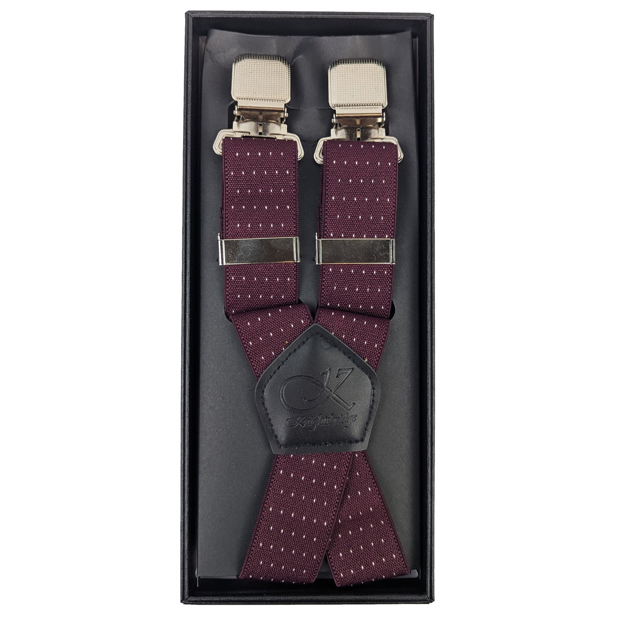 Knightsbridge Clip On Dotted Braces - K512 - Burgundy1