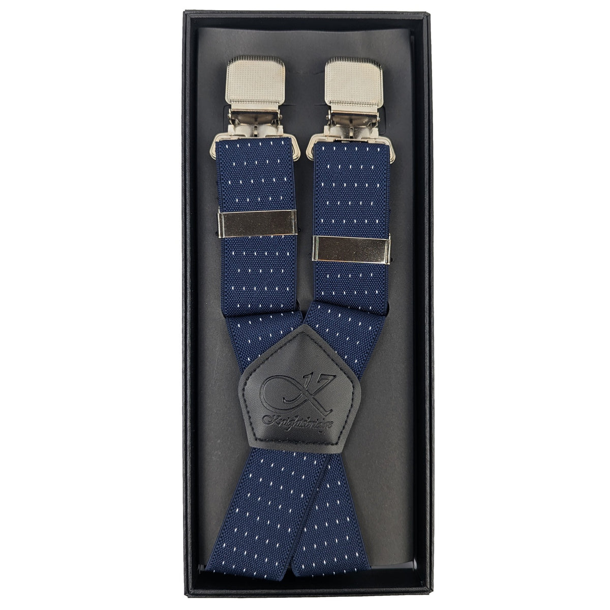 Knightsbridge Clip On Dotted Braces - K512 - Navy 1