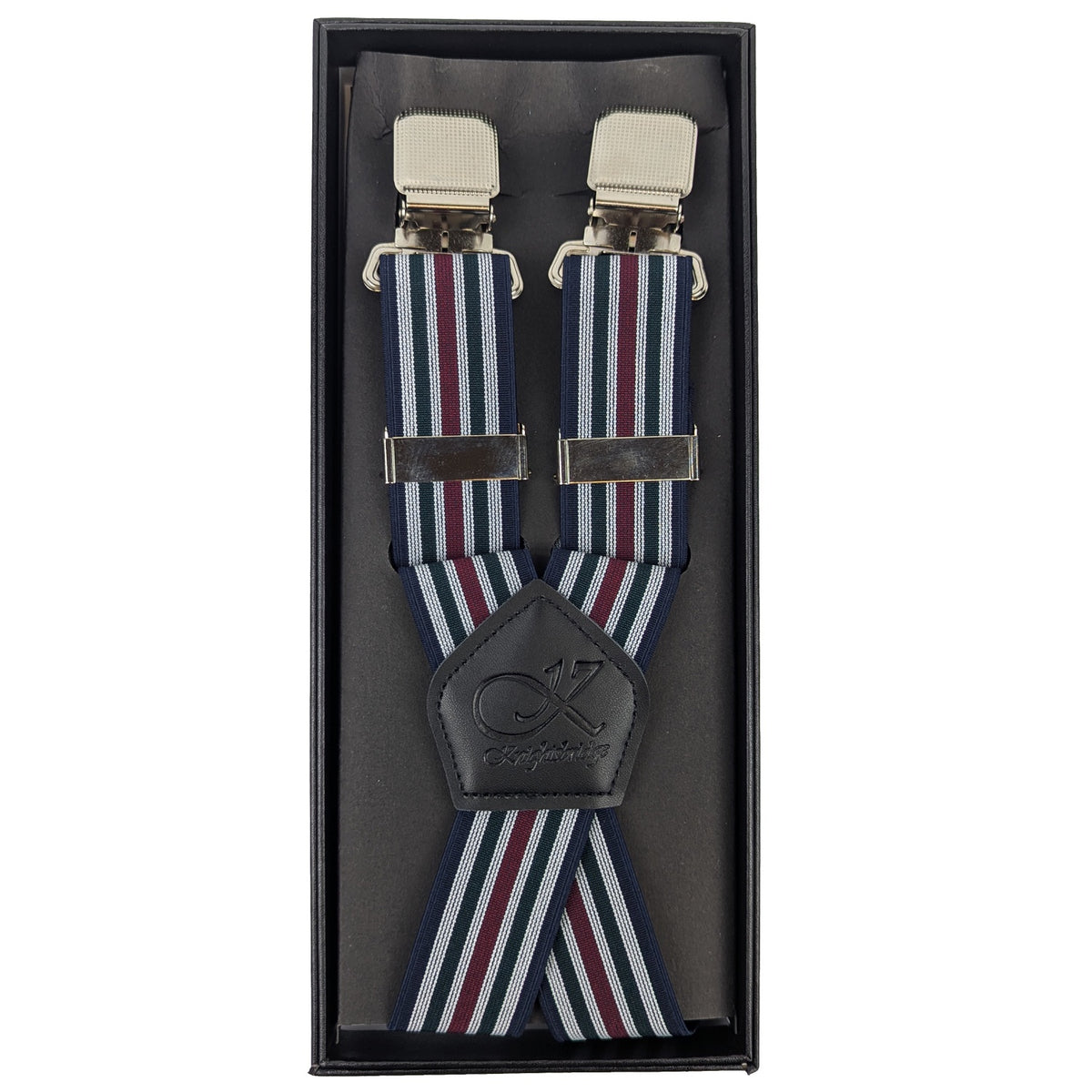 Knightsbridge Clip On Stripe Braces - Blue / White / Green / Red 1