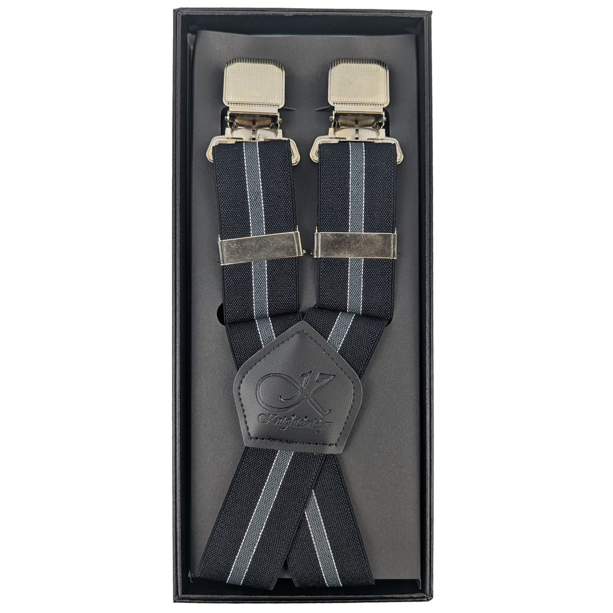 Knightsbridge Clip On Stripe Braces - K352 - Black / Grey 1