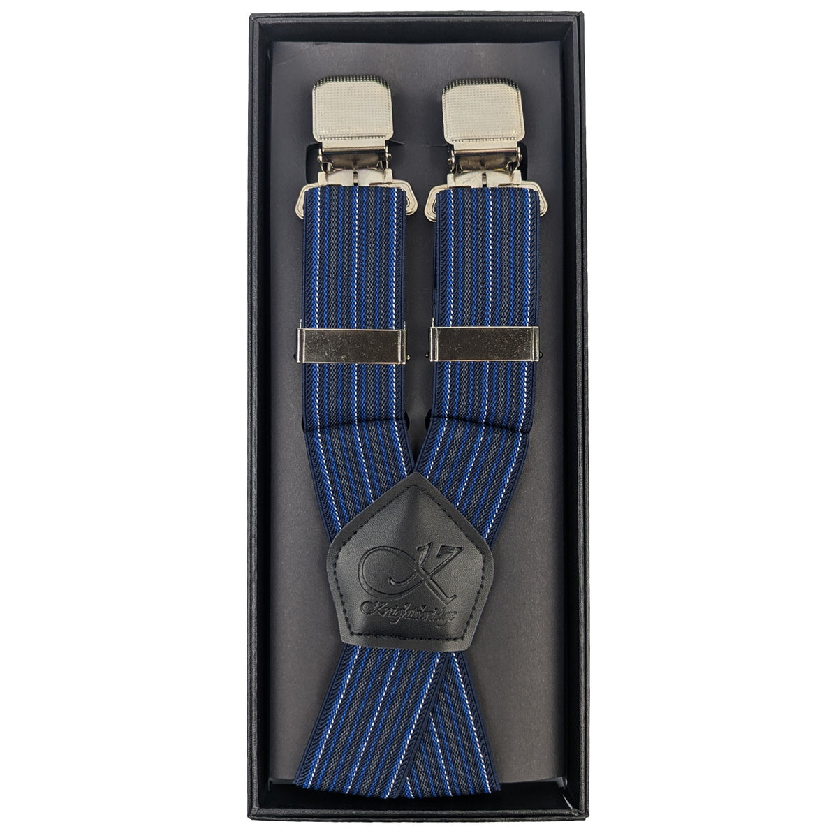 Knightsbridge Clip On Stripe Braces - MW25 - Navy / Grey 1