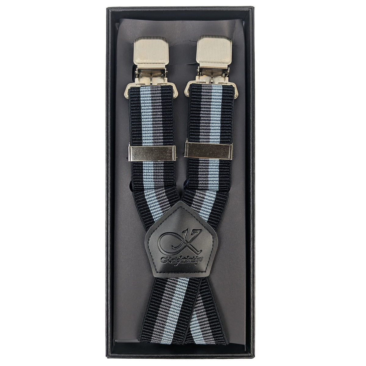 Knightsbridge Clip On Stripe Braces - MW30 - Black / Grey