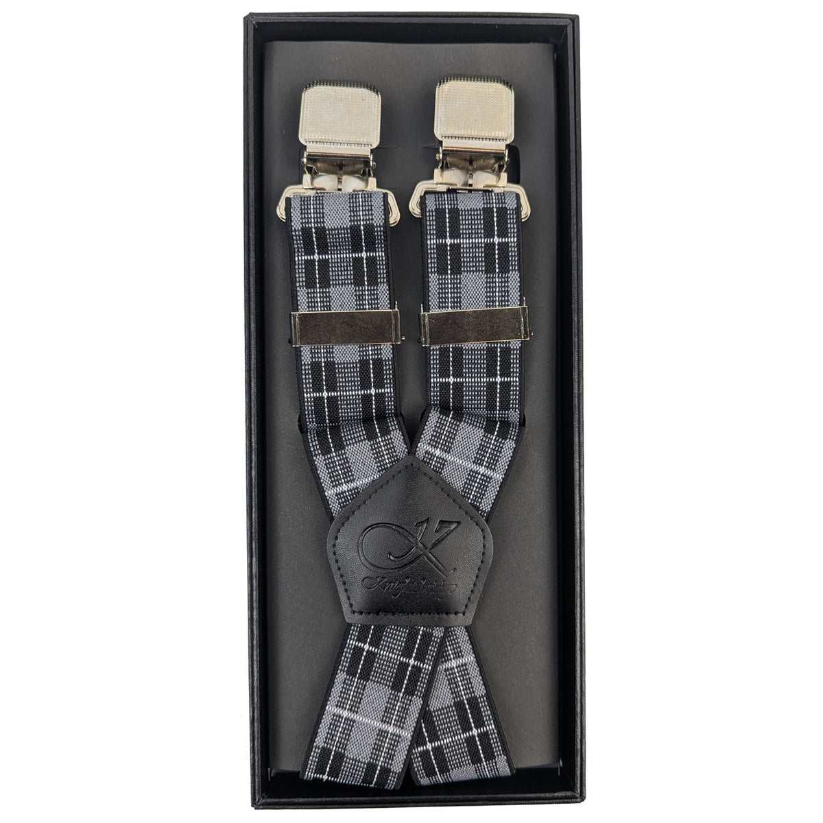 Knightsbridge Clip On Tartan Check Braces - MW103 - Grey