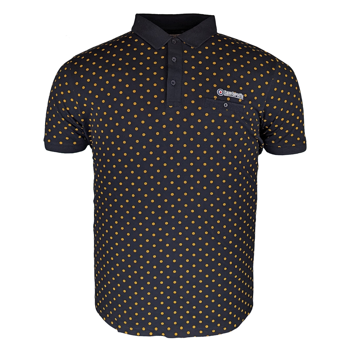 Lambretta Target AOP Premium Polo - LB4299 - Black