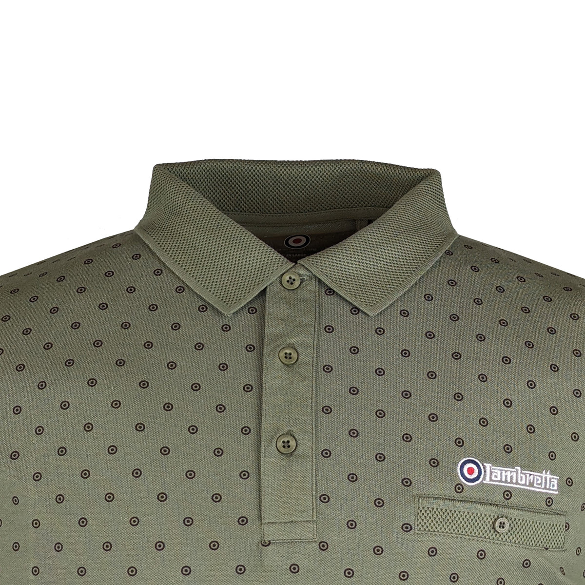 Lambretta Target AOP Premium Polo - LB4299 - Khaki