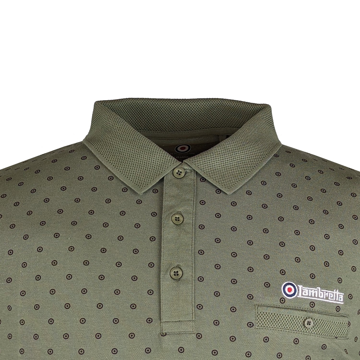 Lambretta Target AOP Premium Polo - LB4299 - Khaki