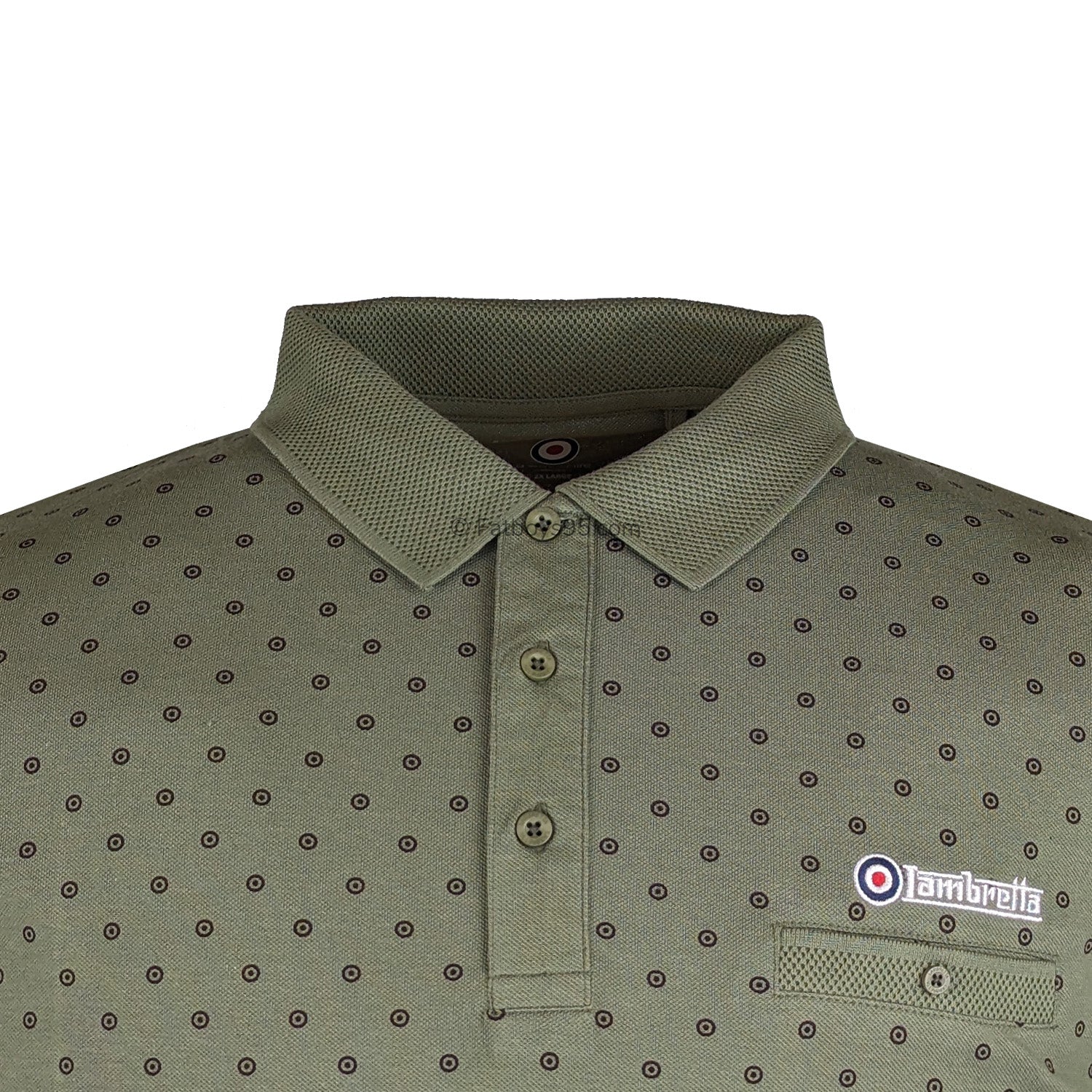 Lambretta Target AOP Premium Polo - LB4299 - Khaki 2