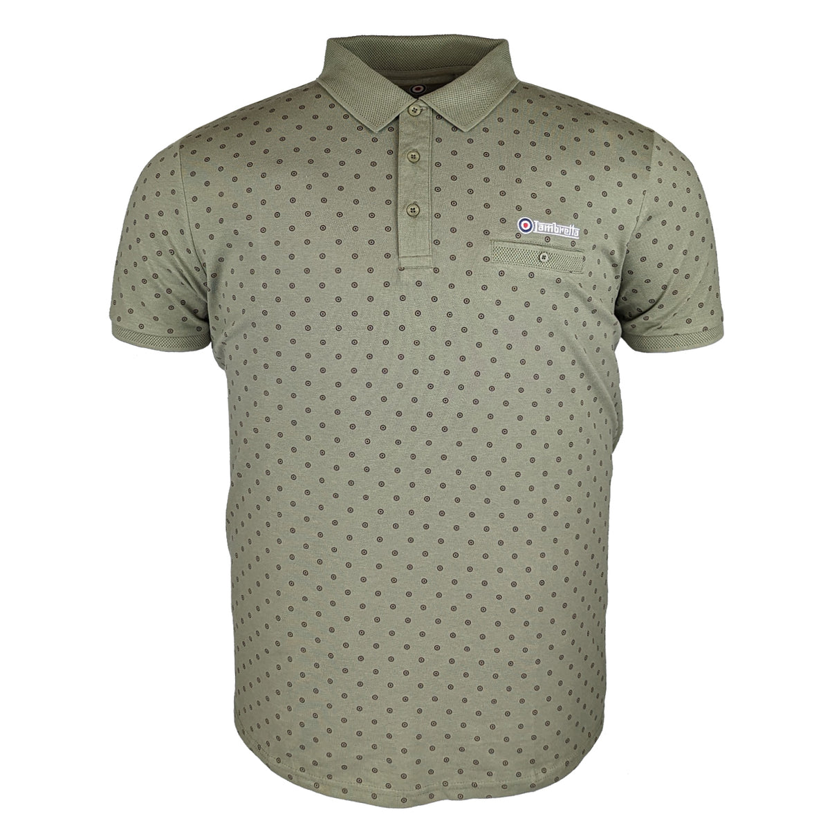 Lambretta Target AOP Premium Polo - LB4299 - Khaki