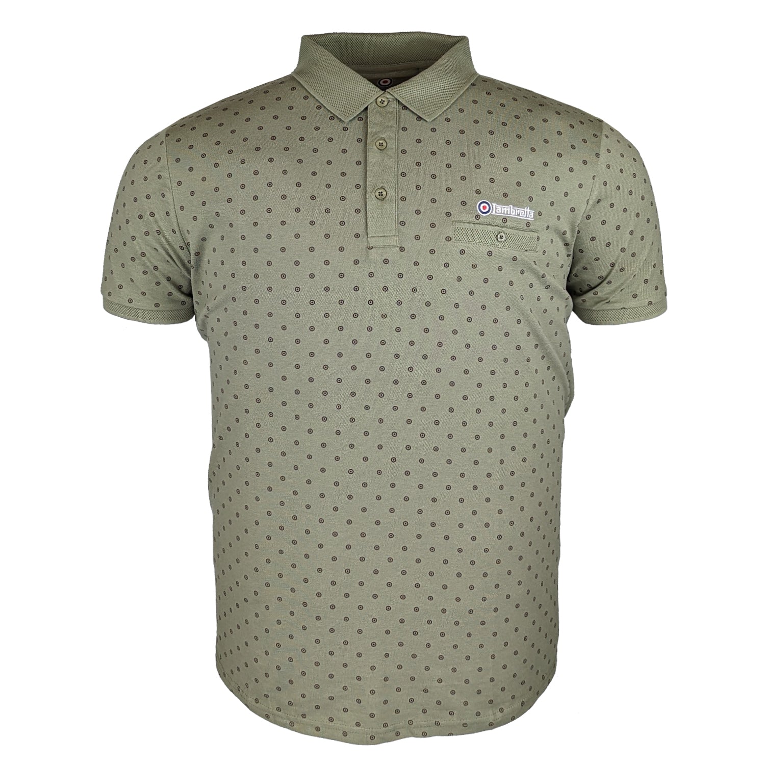 Lambretta Target AOP Premium Polo - LB4299 - Khaki