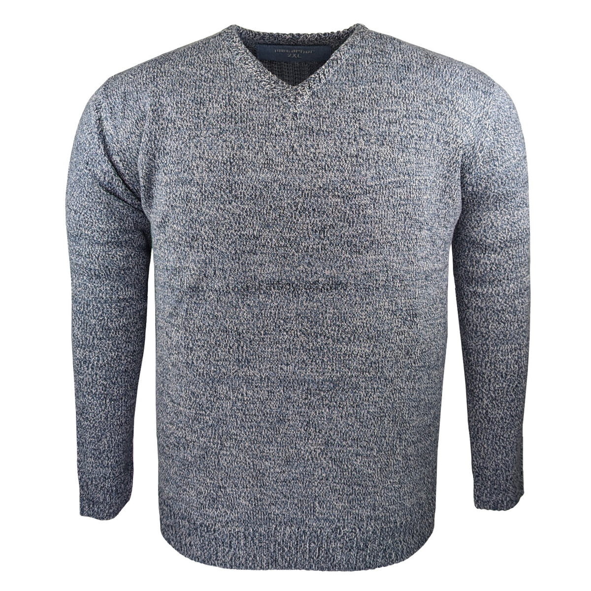 Metaphor V Neck Jumper - 02389 - Blue Marl 1