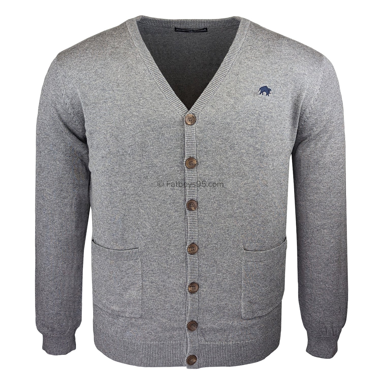 Raging Bull Cashmere Cardigan - A1442 - Grey 1