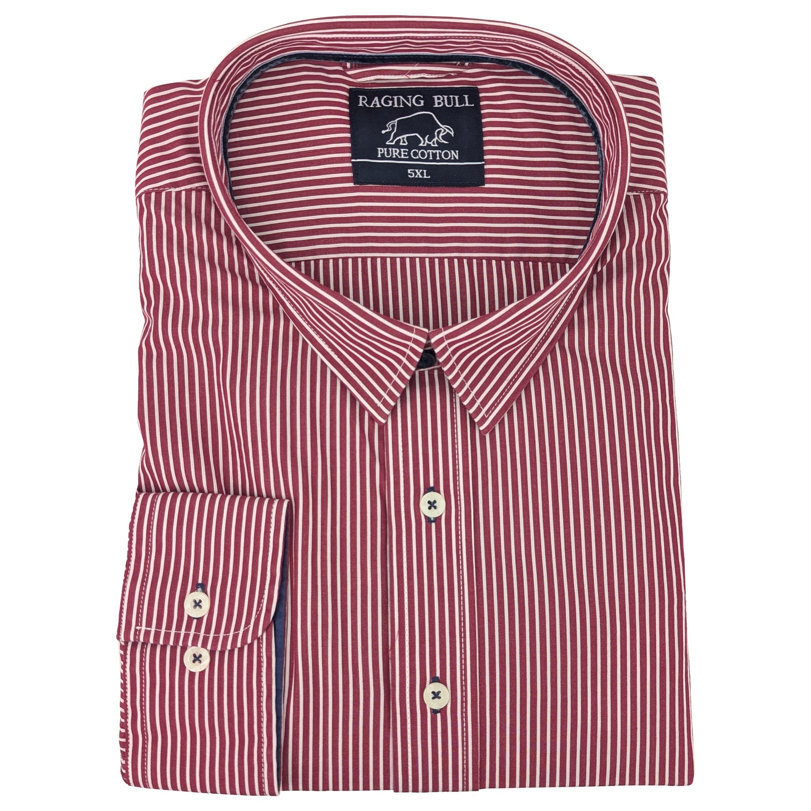 Raging Bull L/S Fine Stripe Shirt - A1470 - Red 1