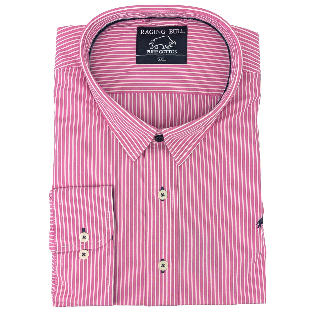 Raging Bull L/S Fine Stripe Shirt - A1470 - Vivid Pink 1