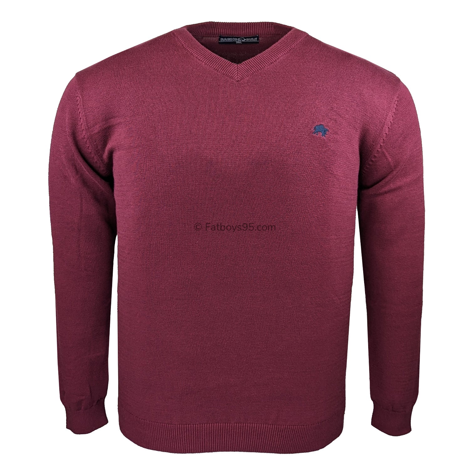 Raging Bull V Neck Cashmere Sweater - RB00503 - Claret 1