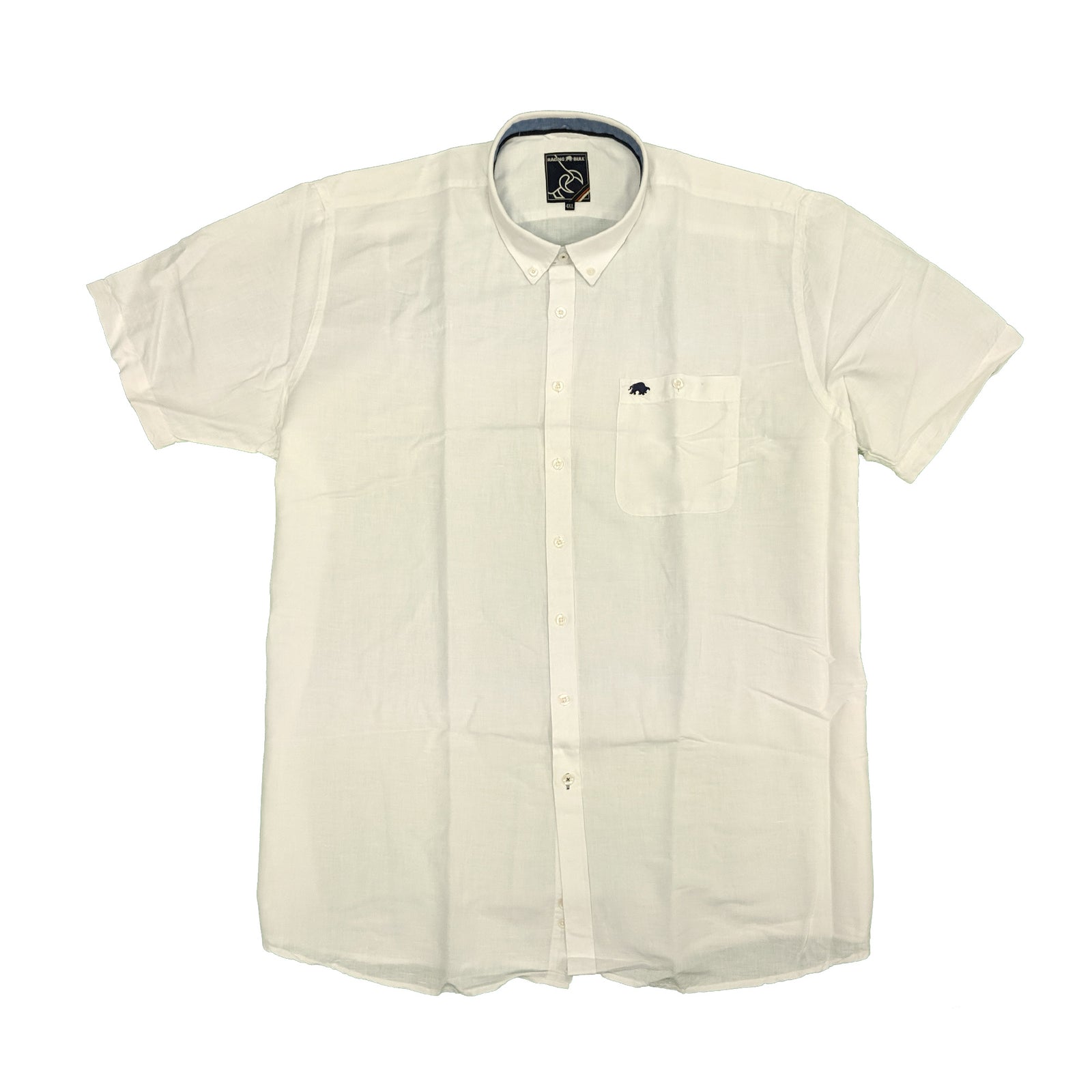 Raging Bull S/S Plain Linen Shirt - S1454 - White 3