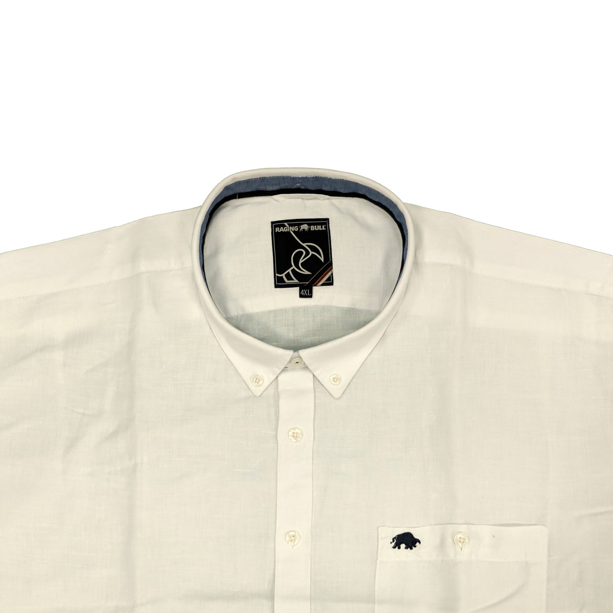 Raging Bull S/S Plain Linen Shirt - S1454 - White 2