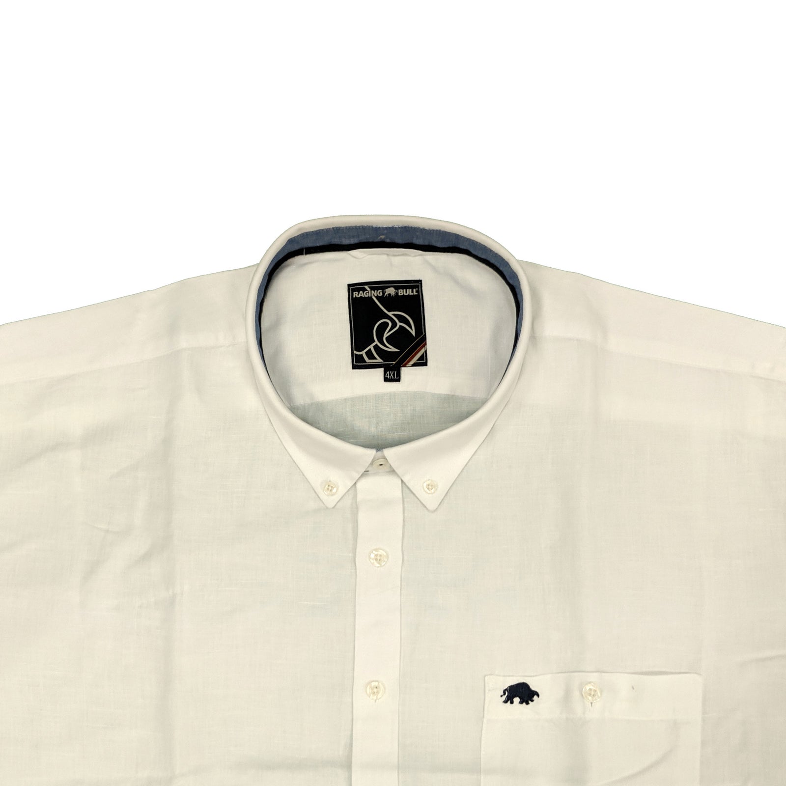 Raging Bull S/S Plain Linen Shirt - S1454 - White 2