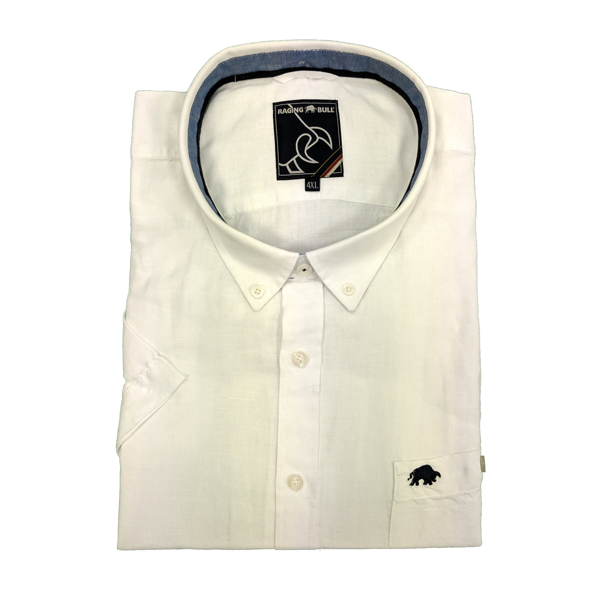 Raging Bull S/S Plain Linen Shirt - S1454 - White 1