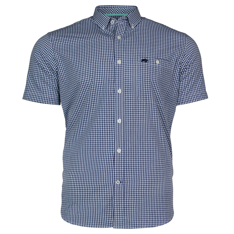 Raging Bull S/S Fine Gingham Shirt - S16CS16 - Navy 2