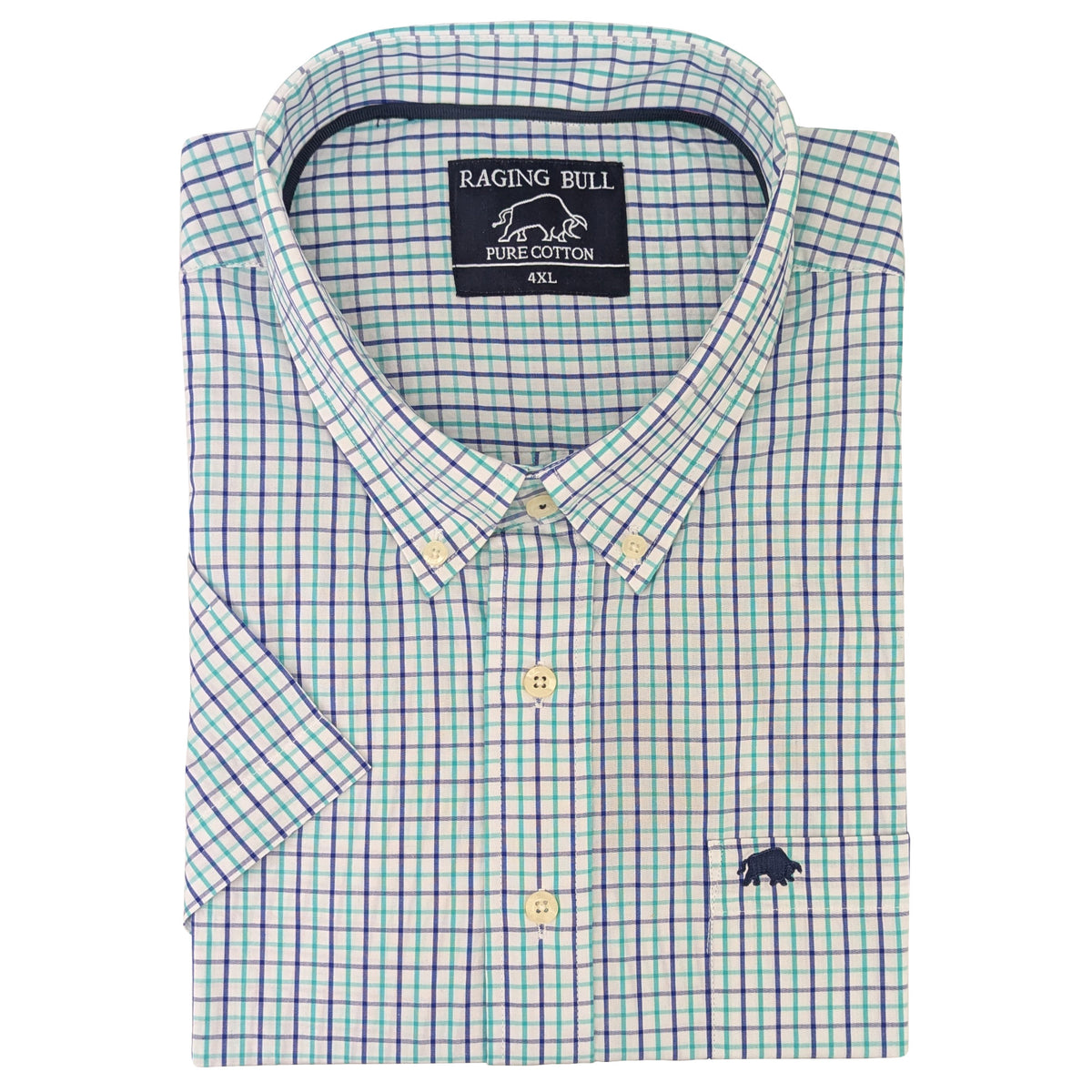 Raging Bull S/S Check Shirt - SS1351 - Lime / Navy 1