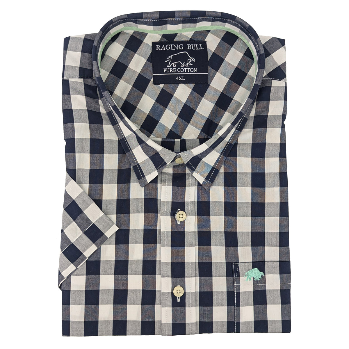 Raging Bull S/S Gingham Check Shirt - SS1356 - Navy 1