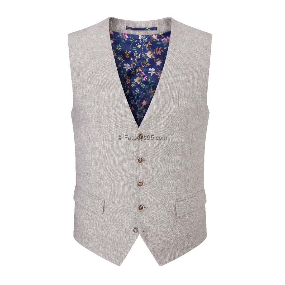Skopes Tweed Herringbone Waistcoat - MM10061 - Jude - Stone