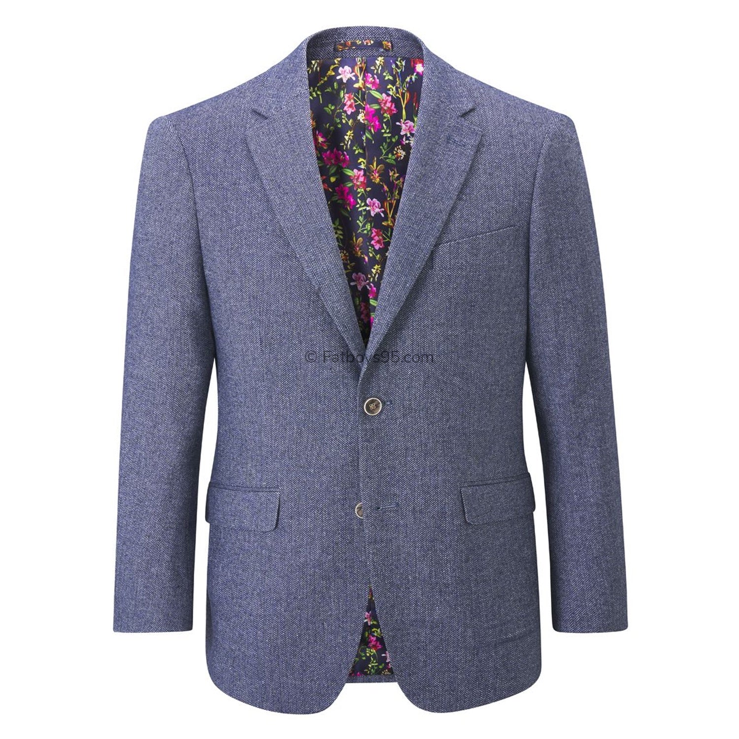 Skopes Tailored Tweed Herringbone Suit Jacket - MM30050 - Jude - Blue