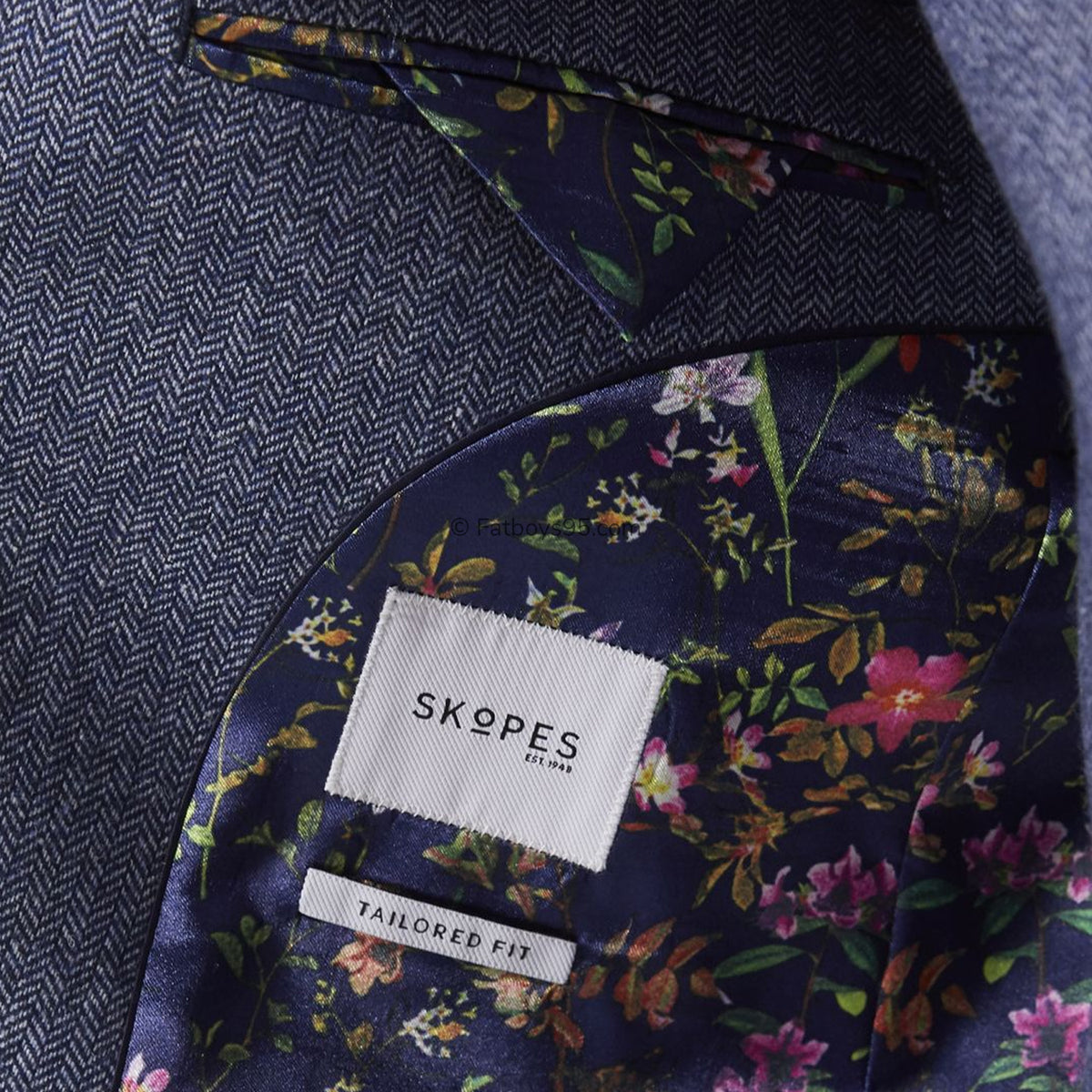 Skopes Tailored Tweed Herringbone Suit Jacket - MM30050 - Jude - Blue