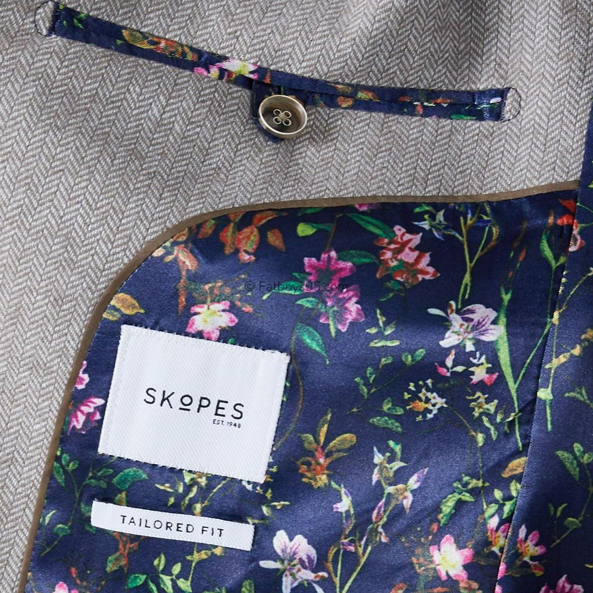 Skopes Tailored Tweed Herringbone Suit Jacket - MM30061 - Jude - Stone