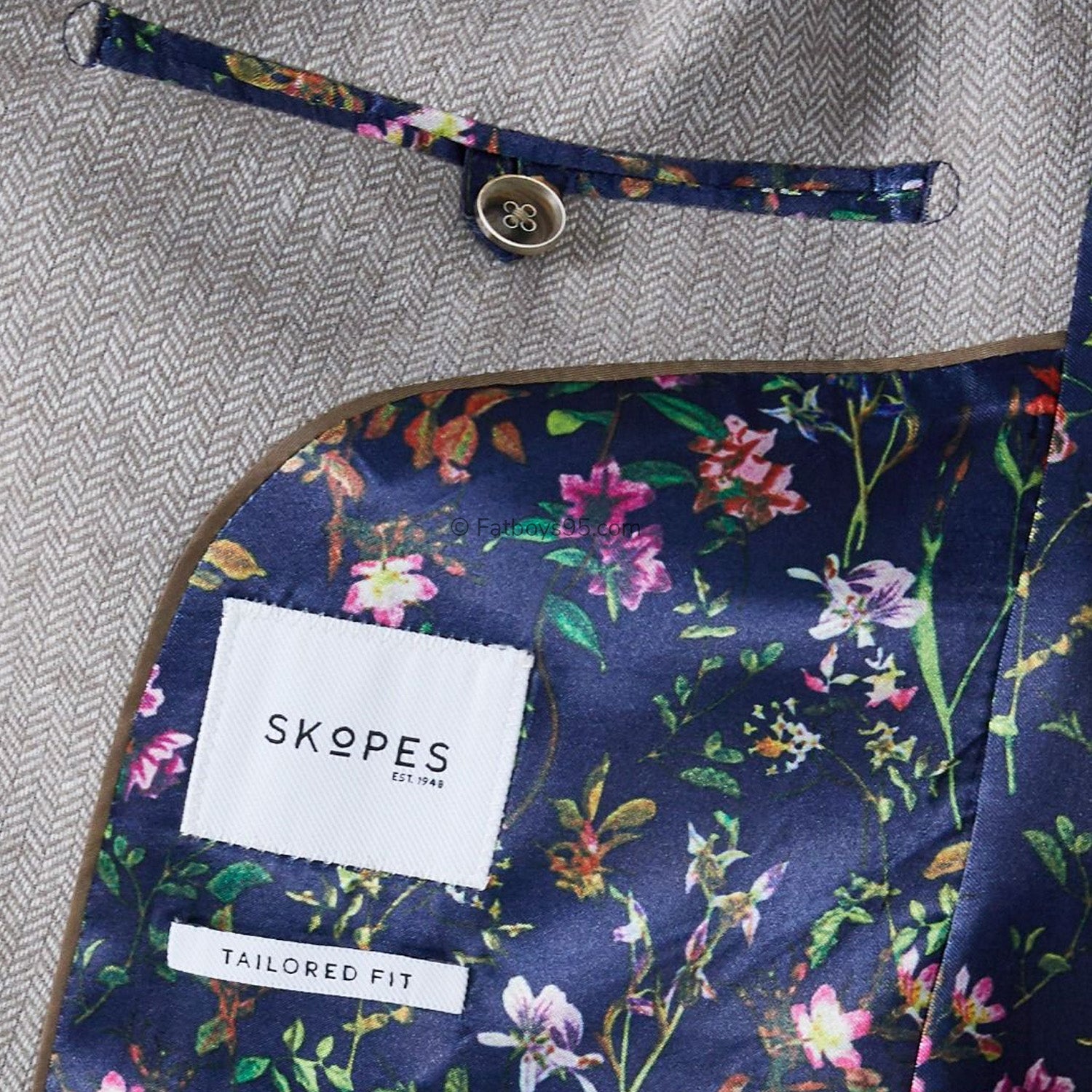 Skopes Tailored Tweed Herringbone Suit Jacket - MM30061 - Jude - Stone