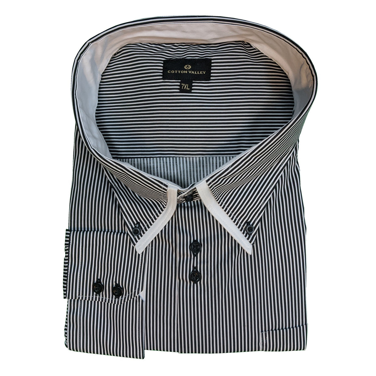 Cotton Valley L/S Stripe Shirt - 15514 - Black / White