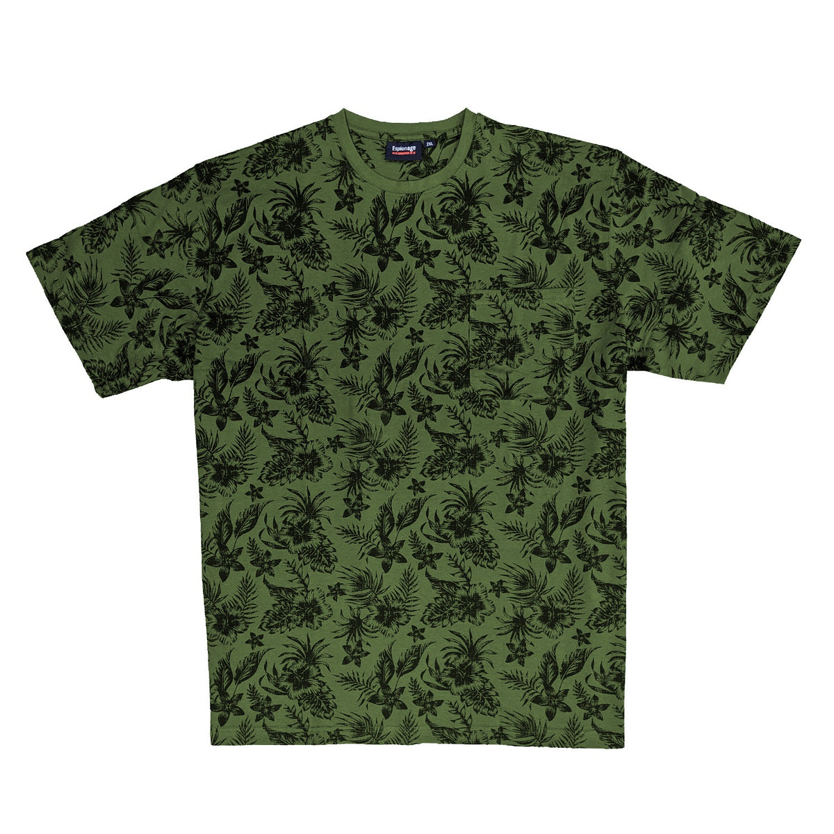 Espionage Hibiscus Print Tee - T334 - Green 1