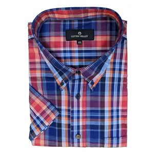 Cotton Valley S/S Shirt - 14181 - Navy / Red / Orange 1