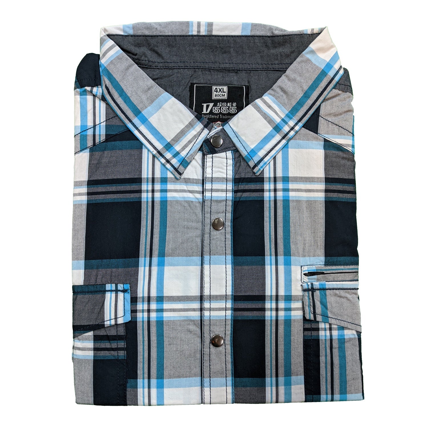 D555 S/S Shirt - KS1047 - Dante - White / Navy / Turq 1