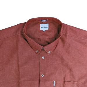 Ben Sherman S/S Oxford Shirt - 0065095IL - Dark Pink 3