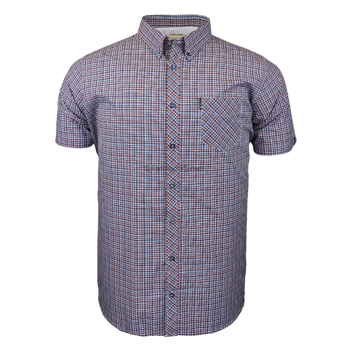 Ben Sherman Mini Mod Check S/S Shirt - 0074134IL - Red 1