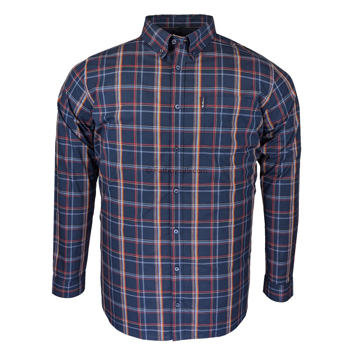 Ben Sherman Linear Check L/S Shirt - 0074140IL - Dark Navy 1